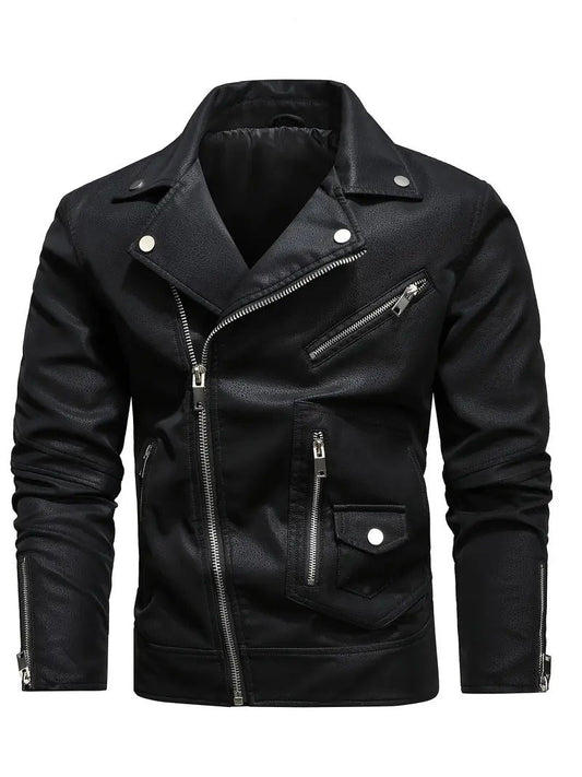 Modern Black Leather Biker Jacket Leathers Crafted