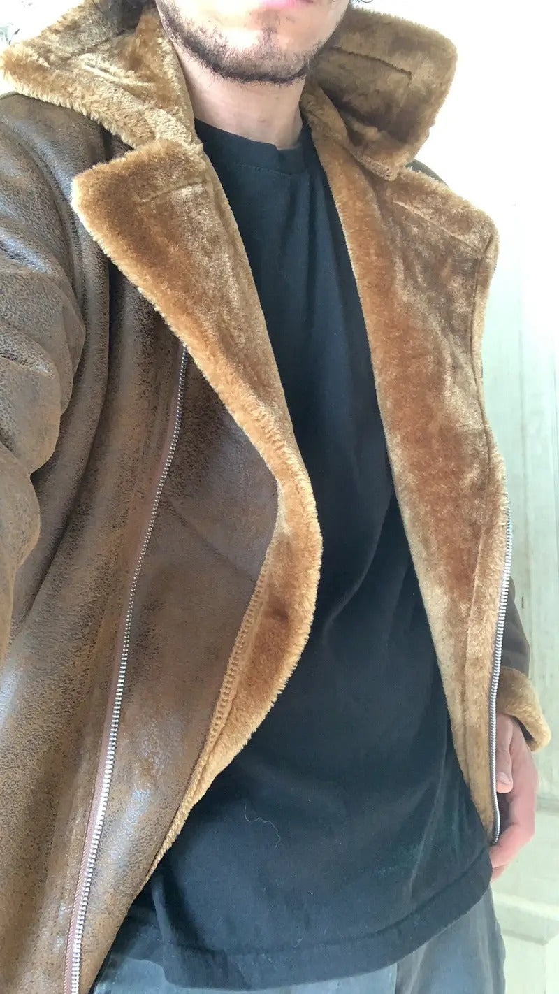 Men's Leather Real Furr jacket soothy and warm Leathers Crafted