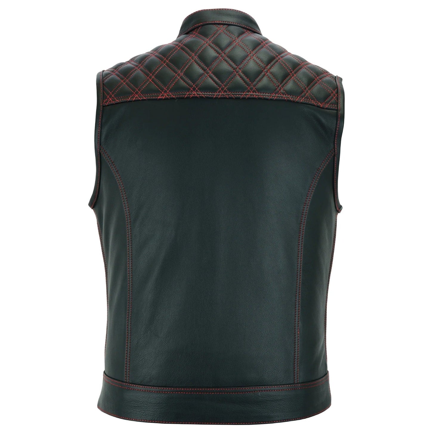 Red Diamond Quilted Leather Vest – Style Meets Craftsmanship Leathers Crafted