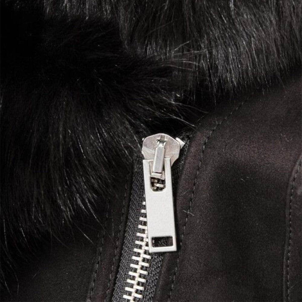 Women's Black Toscana Shearling Leather Vest Leathers Crafted