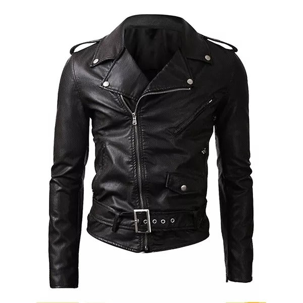 Belted Rider Black Jacket for Men/Women Leathers Crafted