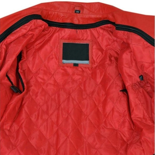 Women’s Brando Vintage Red Biker Leather Jacket Leathers Crafted