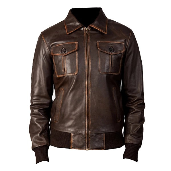Women’s Slim Fit Vintage Brown Bomber Leather Jacket Leathers Crafted