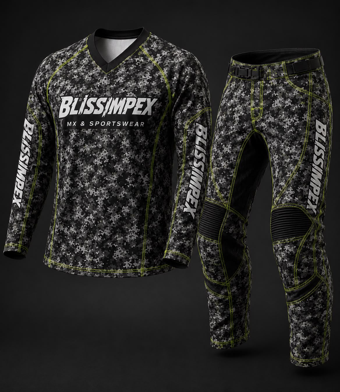 Blissimpex Digital Camo Motocross Gear Set | Premium MX Jersey & Pants | Off-Road Dirt Bike Racing Apparel