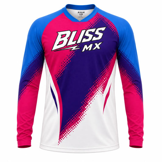 Bliss MX Pink, Blue & White Custom Motocross Jersey