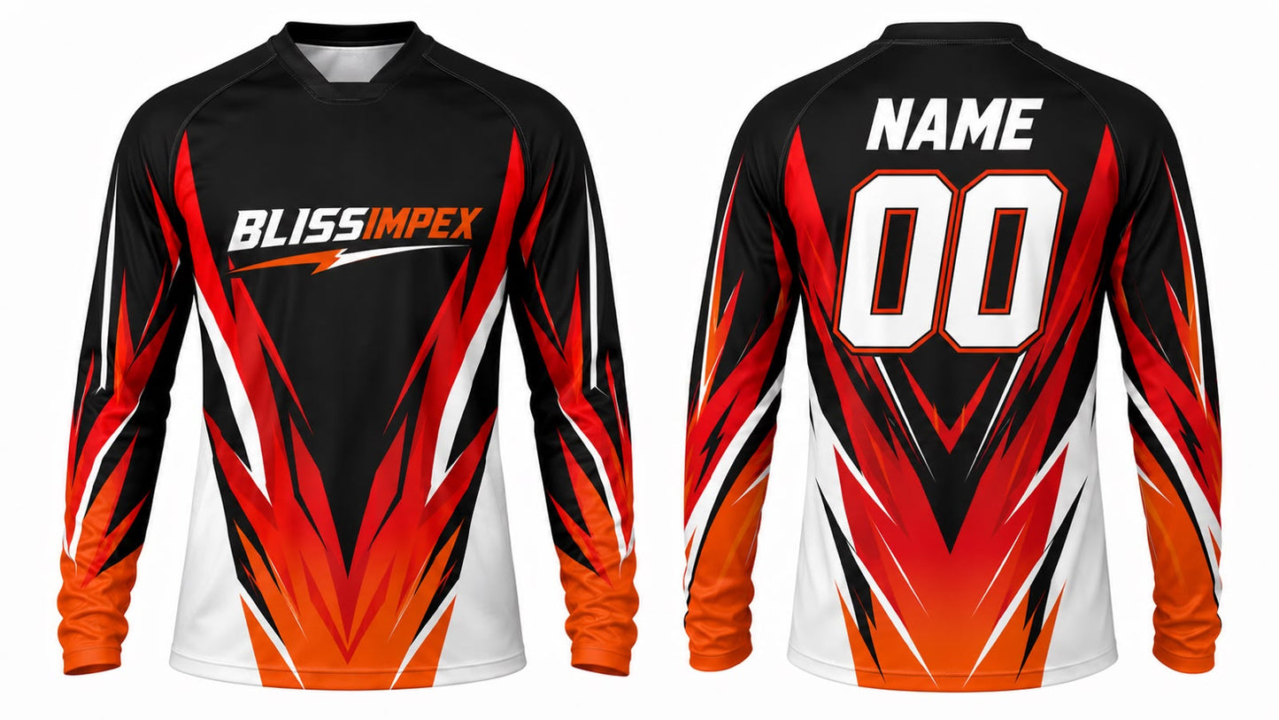 Custom Black Red Motocross Jersey