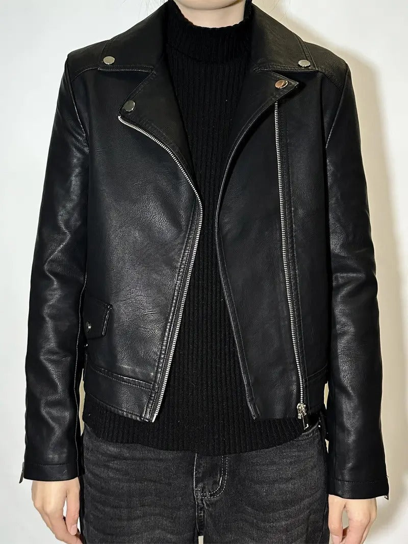 Black Vintage Style Leather Biker jacket Leathers Crafted