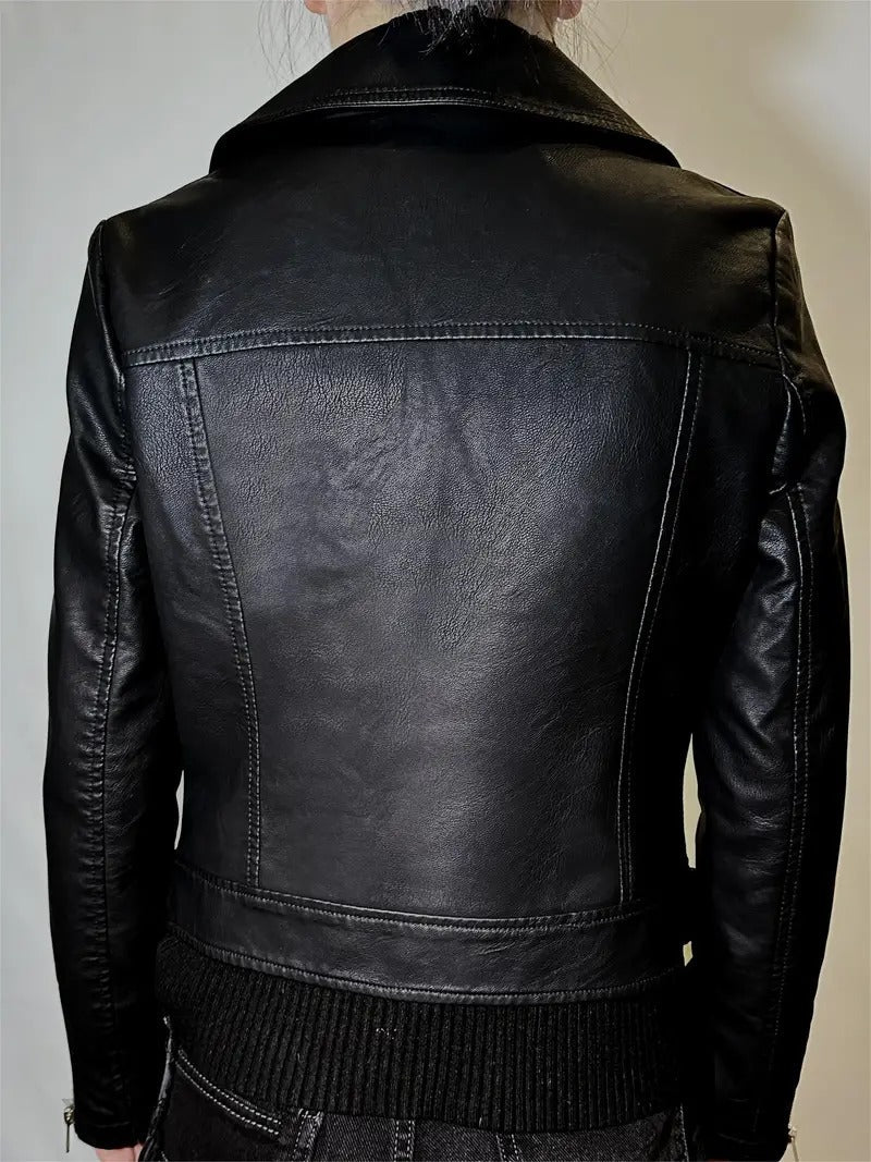 Black Vintage Style Leather Biker jacket Leathers Crafted