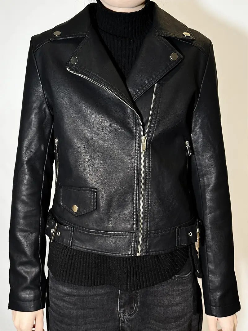Black Vintage Style Leather Biker jacket Leathers Crafted